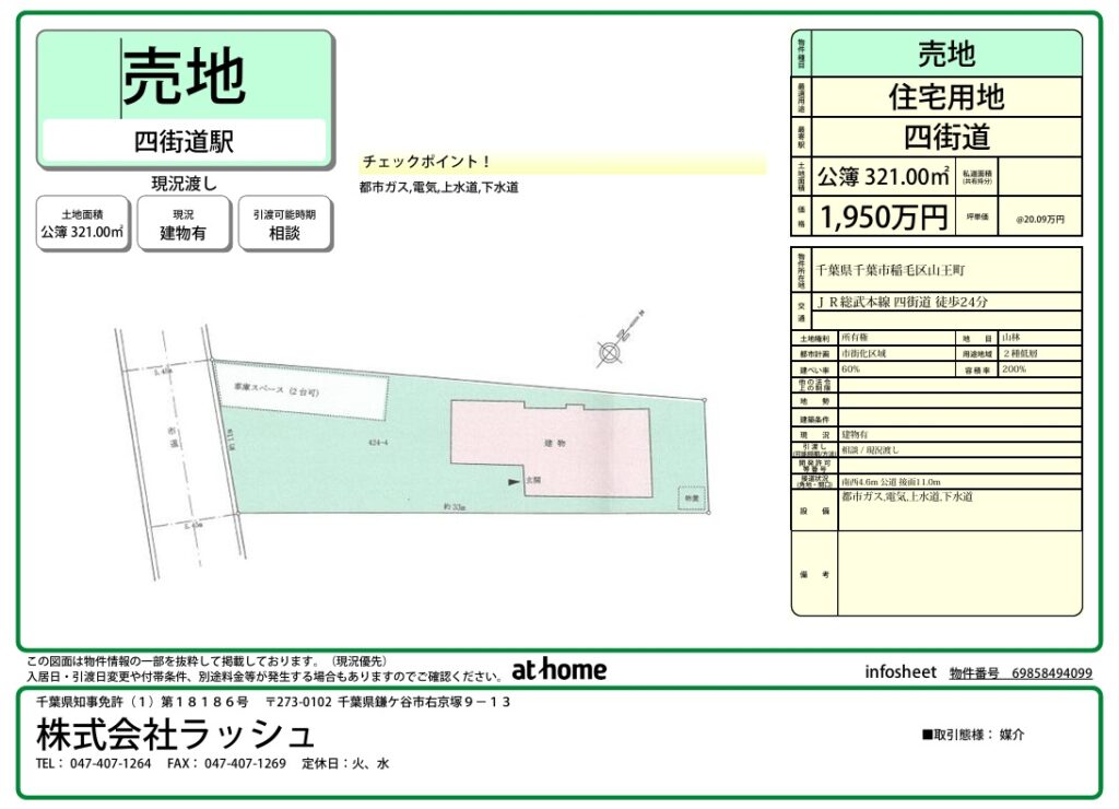 稲毛区山王町　土地販売開始致しました。